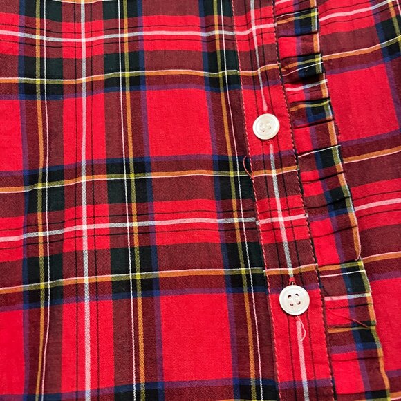 J.Crew Plaid Ruffled Collar Shirt XS - Picture 4 of 8